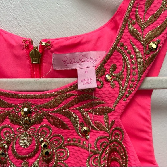 Lily Pulitzer Tina Stretch Shift Dress Size 2 NWT Bright Pink - Picture 3 of 5